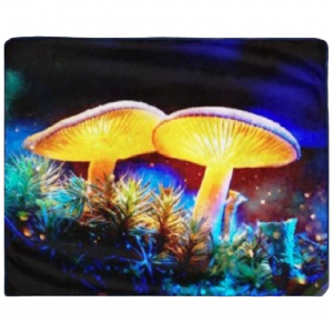 Fleece Throw Winter Blanket 60 x 50" inches - Mushrooms Design